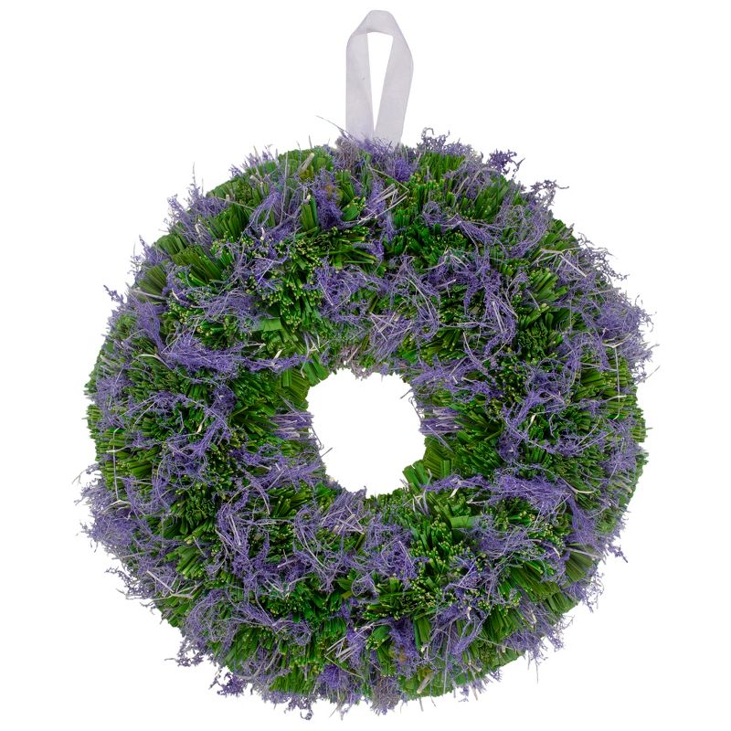 Northlight 14.5" Unlit Purple Reindeer Moss and Green Twig Artificial Floral Spring Wreath, 1 of 4