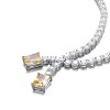 Guili Sterling Silver Two-Stone Tennis Chain Collar Necklace in Green, Red, Yellow, White, or Blue—Sleek, Modern, and Sophisticated. - 2 of 3