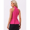 Allegra K Women's Sleeveless Summer Beach Pleated Halter Neck Peplum Shirts - 4 of 4