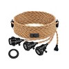 DORESshop 3-Light Vintage Plug-In Hanging Pendant Lamp with Hemp Rope and Black Socket (Without Shade) - 2 of 4