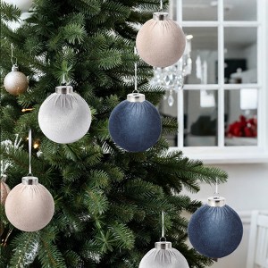 25-Pack Flocked Velvet Christmas Tree Ball Ornaments Set, Decorative Hanging Baubles, Shatterproof Plastic Decorations for Wreath Garland - 1 of 4