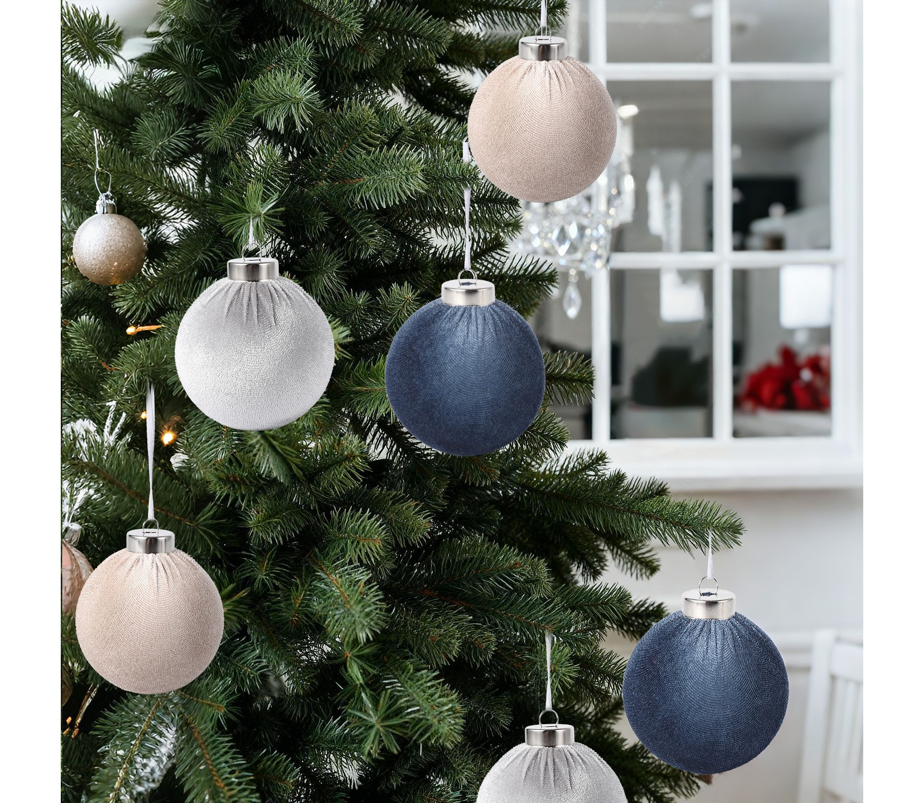 25-Pack Flocked Velvet Christmas Tree Ball Ornaments Set, Decorative Hanging Baubles, Shatterproof Plastic Decorations for Wreath Garland