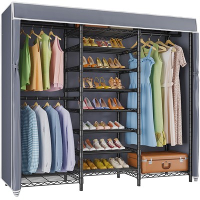 Custom Alta Free Standing Wardrobe Closet - 3 Extending Shoe Storage Shelves