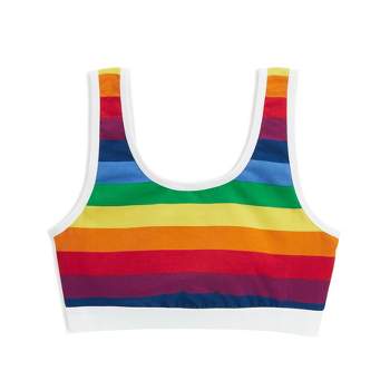Tomboyx V-neck Bralette, Cotton Adjustable Straps Rainbow Pride Stripe  Small : Target