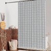 Modern Farmhouse Shower Curtain Set, Grey Boho Shower Curtains for Bathroom Decor, Vintage Rustic Thick Linen Fabric - 2 of 4