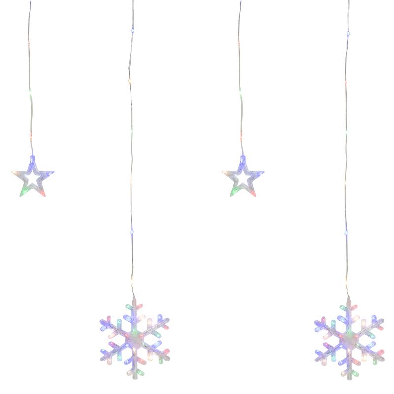 Northlight 250 Multi-Color LED Star and Snowflake Window Curtain Christmas Lights - 16ft Clear Wire, 2 of 3