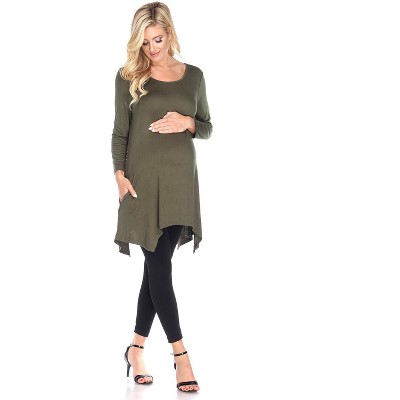 Maternity 3/4 Sleeve Kayla Tunic with Pockets - White Mark
