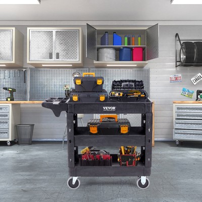 Gray Heavy Duty 3-Shelf Utility Service Cart with Swivel Wheels