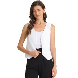 INSPIRE CHIC Women's Fashion Sleeveless Button Down V Neck Crop Summer Vest - 1 of 4