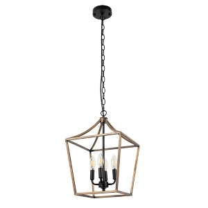 YANSUN 4-Light 60-Watt Wood Grain Chandelier Mini Pendant Light with No Glass Shade - 1 of 1
