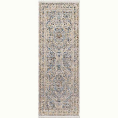 Mark & Day Barnard 2'x10' Runner Woven Indoor Area Rugs Cream: Stain-Resistant, Pet Friendly, Traditional Medallion Pattern