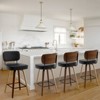 Bekrvio 26" Swivel Counter Height Bar Stools - Upholstered Faux Leather with Back, Bent Wood Legs, Mid Century Modern Kitchen Island Counter Stools - 4 of 4