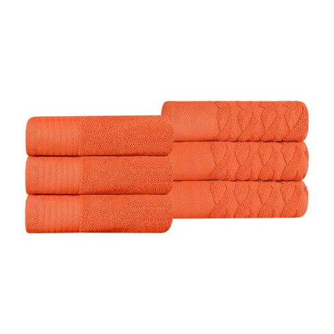 6pc Cotton Jacquard Bath Towel Set Orange : Target