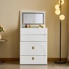 JUJABU 3-in-1 White Vanity Desk with Flip-Top Mirror, 3 Drawers, Cushioned Stool & Built-In Power Outlet - 3 of 4