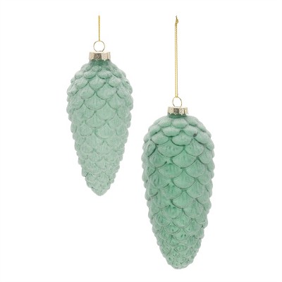 Frosted Glass Pinecone Ornament (Set of 6)