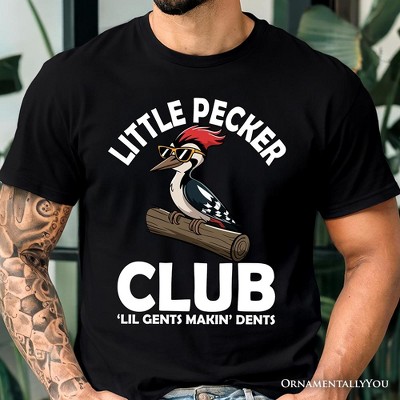 Little Pecker Club T-Shirt, Funny Sarcastic Woodpecker Tee Black M