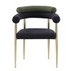 Fabric Upholstered Armrest Dining Chairs Set of 2,Round Boucle Backrest Dining Chair with Brushed Bronze Metal Legs,Kitchen Chair-Cuddlewood - 2 of 4
