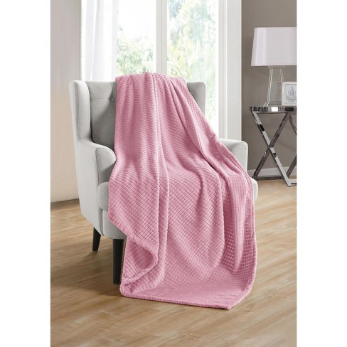 Kate Aurora Living Ultra Soft And Plush Tufted Hypoallergenic Fleece Throw Blanket Covers Pink