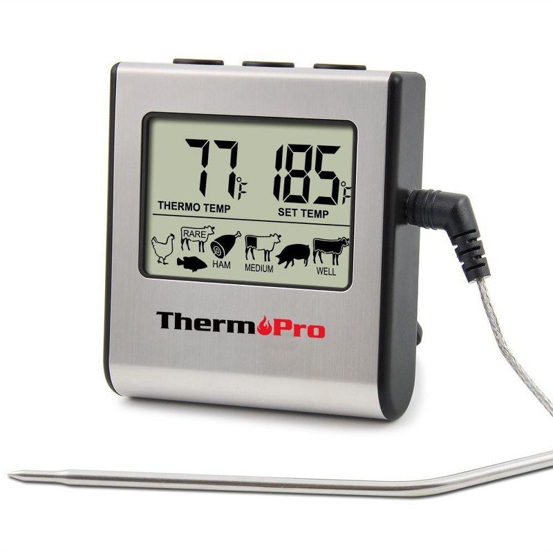 ThermoPro TP16W Digital Meat Cooking Smoker Kitchen Grill BBQ Thermometer with Large LCD Display, 1 of 9