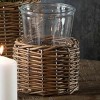 Slickblue Wicker Basket Glass Candle Holder, Vase, Farmhouse Style Home Decor, 2 Size Options - 3 of 3