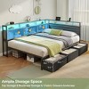 Furnulem Full Size Bed Frame with Headboard and Storage Drawers Full Metal Platform Corner Bed Frame with Charging Station and LED Lights Gray - 3 of 4