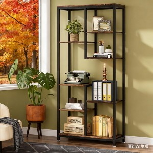 Gulches 8-Shelf Bookshelf, Industrial Open Bookcase Storage Display Rack for Bedroom - 1 of 4