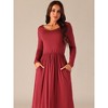 Seta T Women's V Neck Long Sleeve High Waist Dress - 3 of 4