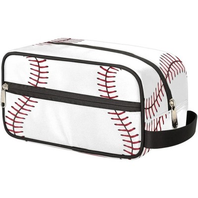 Sport Baseball Portable Travel Toiletry Bag, Softball Texture Ball Dopp Kit Cosmetic Organizer Makeup Bag Shower Shaving Bag for Men Women