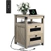 GALAXHERO Modern Farmhouse End Table – Nightstand with USB Charging Station, 2 Storage Drawers & Open Shelf - 4 of 4