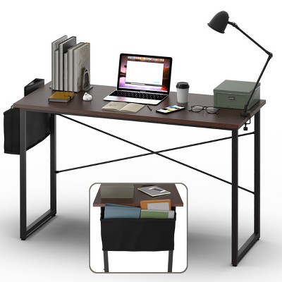 Tangkula 40"/47" Industrial Computer Desk Study Writing Table with Storage Bag Black/Coffee/Rustic Brown
