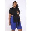 Slickblue Plus Size Stretch Knit T-Shirt, Tie Detail, Side Slit Hem, Short Sleeve, Black, Size 1XL-3XL - 3 of 4
