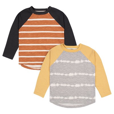 Image of Gerber Toddler Boys' Raglan Tees - Grey & Rust Tie Dye - 12 Months - 2-Pack