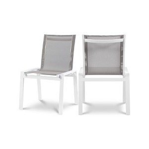 Meridian Furniture,Nizuc Mesh Water Resistant Fabric Outdoor Patio Dining Chair, Set of 2 - 1 of 4