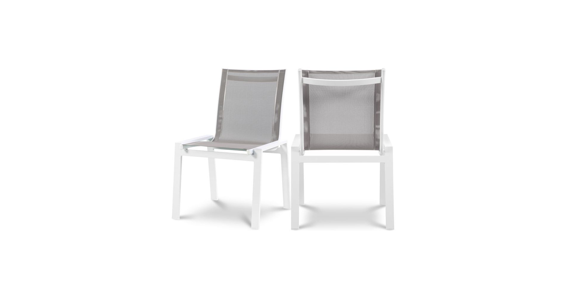Meridian Furniture,Nizuc Grey Mesh Water Resistant Fabric Outdoor Patio Dining Chair, Set of 2