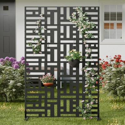 Lirago 72 in. Galvanized Metal Outdoor Privacy Screens Garden Outdoor Fence Black
