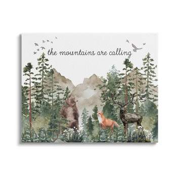 Stupell Mountains Are Calling Kids Animals Gallery Wrapped Canvas Wall Art