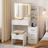 Garvee Vanity Desk with Mirror and Lights, Vanity Table and Chair Set with 4 Drawers and Charging Station, Dresser LED Sliding Mirror - 2 of 4