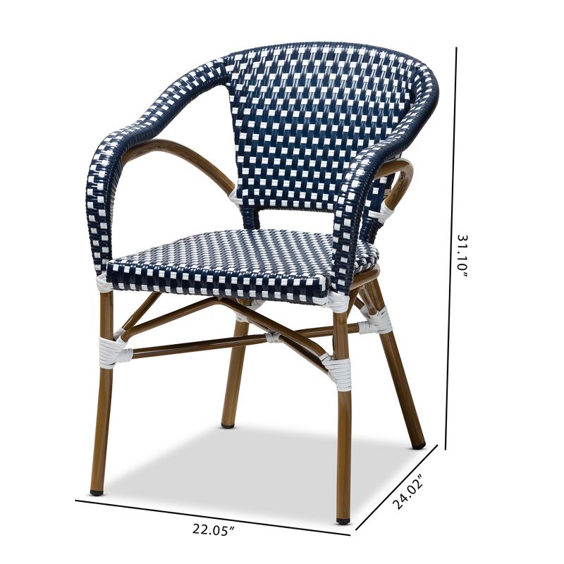Set of 2 Eliane Indoor and Outdoor Stackable Bistro Dining Chairs - BaxtonStudio, 4 of 9