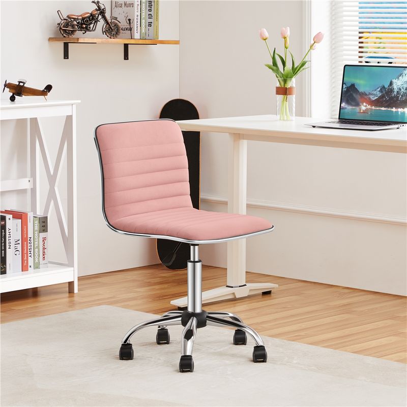 Yaheetech Velvet Low Back Armless Desk Chair Office Chair with Wheels, 2 of 8