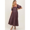 Pinkblush Brown Polka Dot Square Neck Maternity Midi Dress - 2 of 4