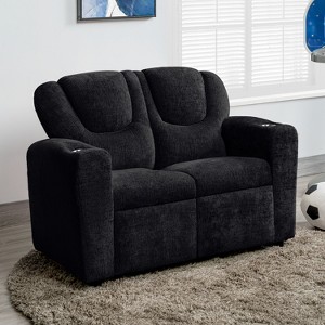 Home Imports Emporium Kids Deluxe Recliner Loveseat with Cupholders, Chenille Fabric - 1 of 4