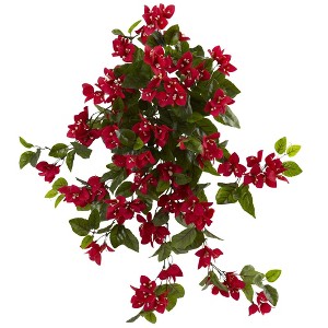 28" 2pk Bougainvillea Hanging Bush Artificial Plant - Nearly Natural: UV Resistant, Indoor/Outdoor Decor - 1 of 3
