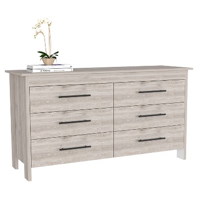 Depot E-Shop 6 Drawer Double Dresser, Four Legs, Superior Top