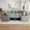 Chenille Upholstered U-Shaped Sectional Sofa, Convertible Pull-Out Sofa Bed with USB Ports & Cup Holders for Living Room - ModernLuxe - 2 of 4