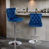 Modern Velvet Counter Height Swivel Bar Stools Chairs, Height-Adjustable Upholstered Barstools with Silver Legs, Set of 2 - 2 of 4