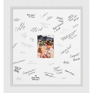 Blanco Signature Mat Picture Frame – Guest Book Alternative for Weddings, Graduations, or Retirement – Autograph Photo Mat for Signature Board - 1 of 4
