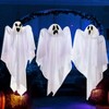 Joyfy 3Pcs Halloween Hanging Ghosts Outdoor Decorations, 27.5in White Flying Ghost Halloween Party Decor for Front Yard Patio Lawn Garden Trees - 2 of 4