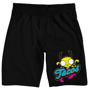 Invader Zim Gir Tacos Men's Black Sleep Pajama Shorts - 1 of 4