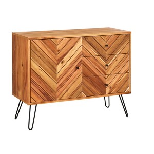 Lifestorey Alexandria 1 Door 3 Drawers Buffet Oak: Mid-Century Modern Sideboard, Adjustable Shelves, Wood Veneer - 1 of 4