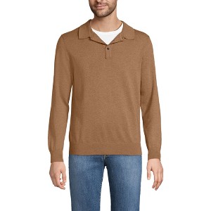 Lands' End Men's Long Sleeve Cotton Sweater Polo - 1 of 3